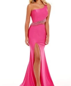 Rachel Allan - 70168 Bead-Fringed Cutout Gown