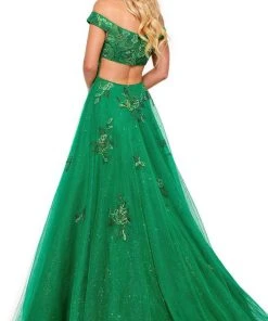 Rachel Allan - 70187 Bead Embellished Off Shoulder Ballgown