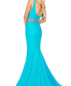 Rachel Allan - 70196 Plunging V-Neck Fringe Evening Dress 9 Rachel Allan - 70196 Plunging V-Neck Fringe Evening Dress