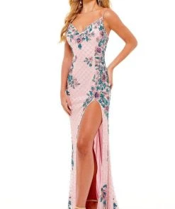 Rachel Allan - 70217 Strappy Beaded Floral Fitted Dress