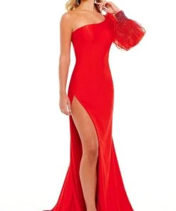 Rachel Allan - 70225 Fitted Asymmetrical Evening Gown