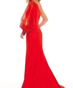 Rachel Allan - 70225 Fitted Asymmetrical Evening Gown