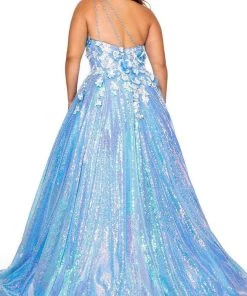 Rachel Allan - 70267W Floral Detailed One Shoulder Gown