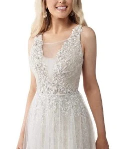 Rachel Allan - M771 Illusion Plunging Neck Beaded Mermaid Wedding Gown 18 Rachel Allan - M771 Illusion Plunging Neck Beaded Mermaid Wedding Gown