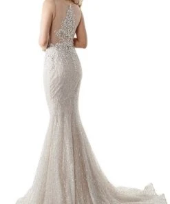 Rachel Allan - M771 Illusion Plunging Neck Beaded Mermaid Wedding Gown 17 Rachel Allan - M771 Illusion Plunging Neck Beaded Mermaid Wedding Gown