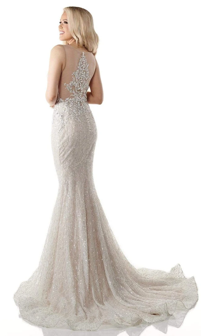 Rachel Allan - M771 Illusion Plunging Neck Beaded Mermaid Wedding Gown 9 Rachel Allan - M771 Illusion Plunging Neck Beaded Mermaid Wedding Gown