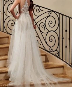 Rachel Allan - M771 Illusion Plunging Neck Beaded Mermaid Wedding Gown 13 Rachel Allan - M771 Illusion Plunging Neck Beaded Mermaid Wedding Gown
