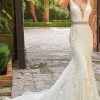 Rachel Allan - M785 Embroidered Deep V Neck Mermaid Gown With Overlay 2 Rachel Allan - M785 Embroidered Deep V Neck Mermaid Gown With Overlay