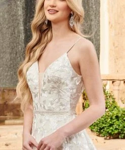 Rachel Allan - M793 Floral Embroidered A-line Bridal Gown