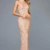 Scala - 47542 Fully Embellished Strapless V Neck Backless Sheath Dress