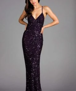 Scala - 47542 Strapless V Neck Backless Allover Sequins Sheath Dress 29 Scala - 47542 Strapless V Neck Backless Allover Sequins Sheath Dress