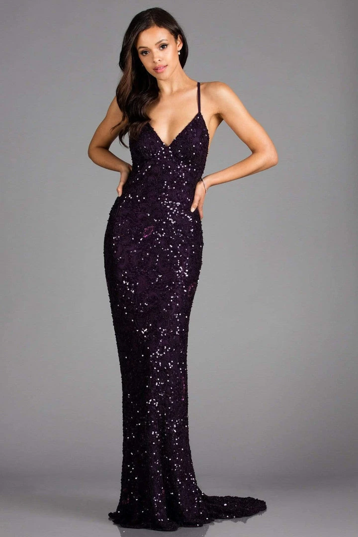 Scala - 47542 Strapless V Neck Backless Allover Sequins Sheath Dress 13 Scala - 47542 Strapless V Neck Backless Allover Sequins Sheath Dress