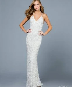 Scala - 47551 Full Sequins Open Back Fitted Evening Gown