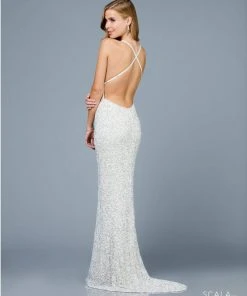 Scala - 47551 Full Sequins Open Back Fitted Evening Gown