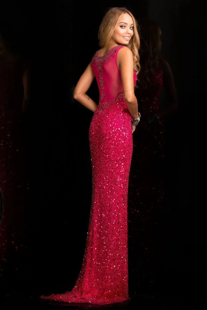 Scala - 48670 Long High Neck Dress With Side Slit 6 Scala - 48670 Long High Neck Dress With Side Slit