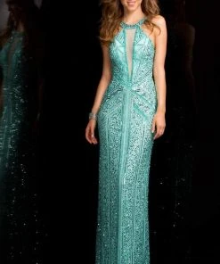 Scala - 48696 Illusion Neckline Sequin Prom Dress