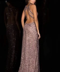 Scala - 48696 Illusion Neckline Sequin Prom Dress