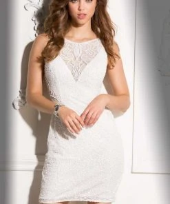 Scala - 48708 Illusion Neckline Beaded Cocktail Dress