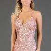 Scala - 48782 Fitted String Strapped Sequin Dress In New Rose