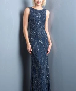 Scala - 48784 Sequin Bateau Sheath Dress