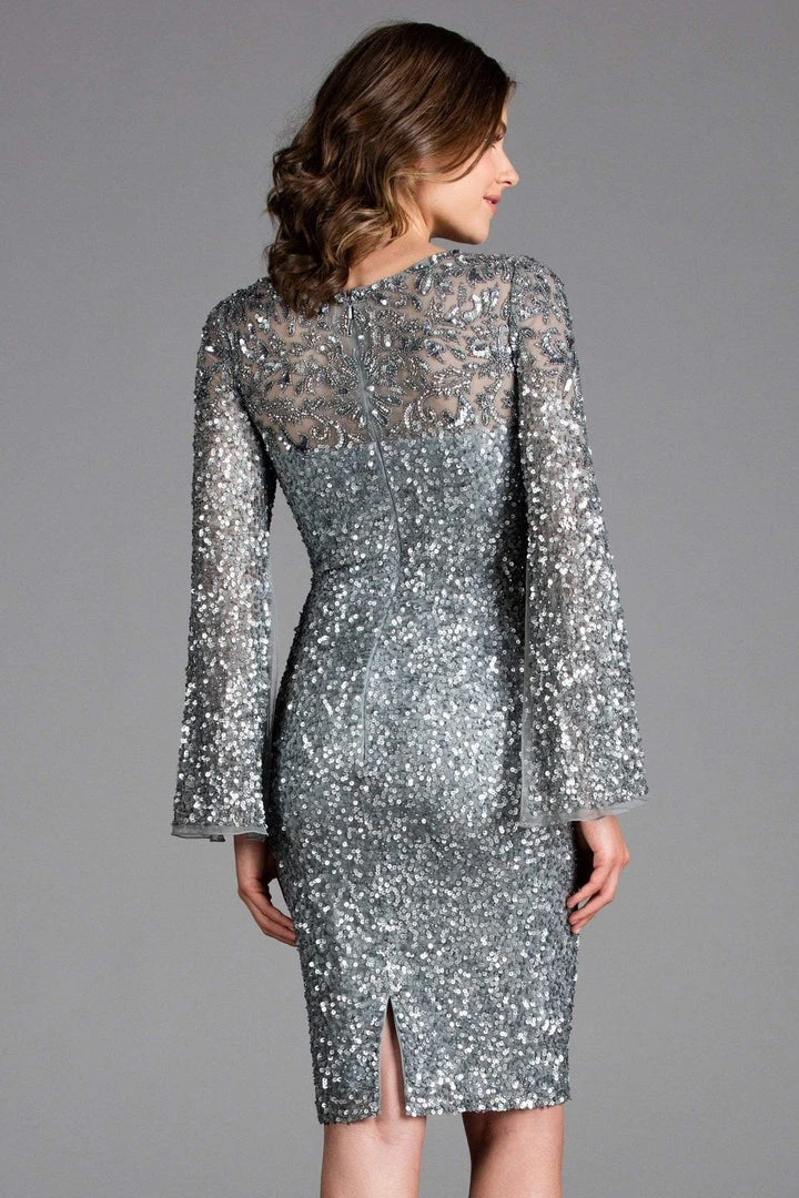 Scala - 48885 Sequined Long Bell Sleeve Fitted Dress 6 Scala - 48885 Sequined Long Bell Sleeve Fitted Dress