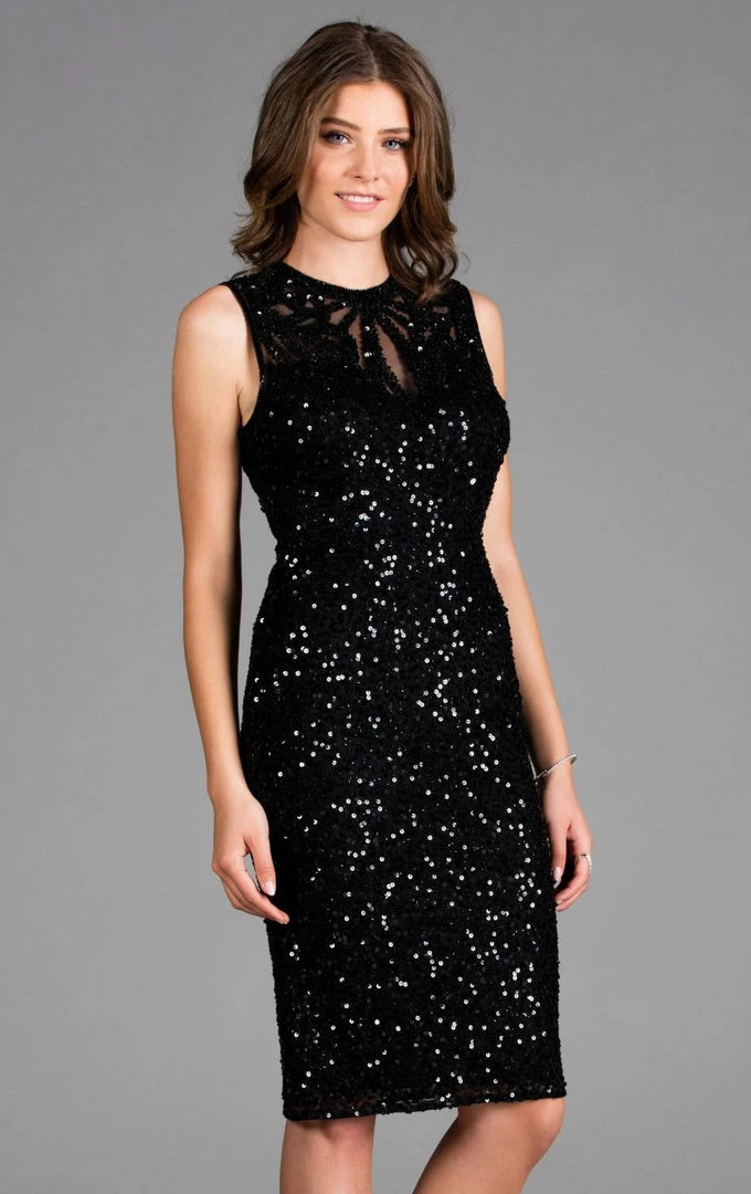 Scala - 48897ML Fully Sequined Jewel Neck Fitted Dress 3 Scala - 48897ML Fully Sequined Jewel Neck Fitted Dress