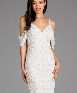 Scala - 48921 Cold Shoulders Beaded And Sequin Cocktail Dress