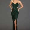 Scala - 48931 Fully Sequin Embellished Long Sheath Gown With Side Slit