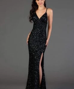 Scala - 48938 Allover Sequin Backless Sheath Evening Gown With Slit 15 Scala - 48938 Allover Sequin Backless Sheath Evening Gown With Slit