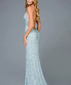 Scala - 48938 Allover Sequin Backless Sheath Evening Gown With Slit 12 Scala - 48938 Allover Sequin Backless Sheath Evening Gown With Slit