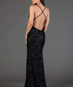 Scala - 48938 Allover Sequin Backless Sheath Evening Gown With Slit 16 Scala - 48938 Allover Sequin Backless Sheath Evening Gown With Slit