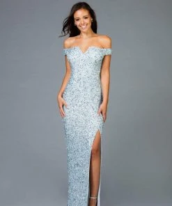 Scala - 48985 Sequined Off-Shoulder Fitted Dress 8 Scala - 48985 Sequined Off-Shoulder Fitted Dress