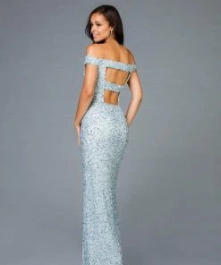 Scala - 48985 Sequined Off-Shoulder Fitted Dress 9 Scala - 48985 Sequined Off-Shoulder Fitted Dress