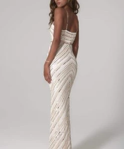 SCALA - 60091 Straight Across Sequined Long Dress 9 SCALA - 60091 Straight Across Sequined Long Dress