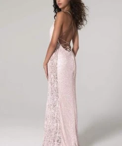 SCALA - 60096 V-Neck Sequined Long Dress