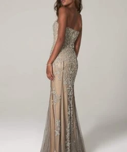 SCALA - 60097 Sweetheart Beads And Stones Sheath Dress