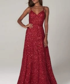 SCALA - 60109 Embellished V-neck A-line Dress 10 SCALA - 60109 Embellished V-neck A-line Dress