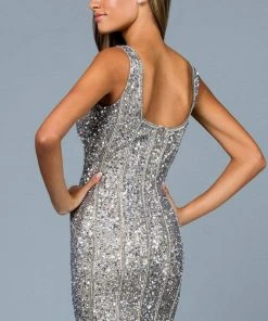 SCALA - 60182 Sequin Embellished Square Cocktail Dress 11 SCALA - 60182 Sequin Embellished Square Cocktail Dress