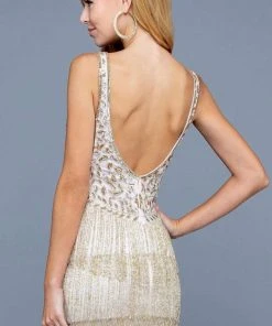 SCALA - 60254 Sequin Fringe Hem Short Dress