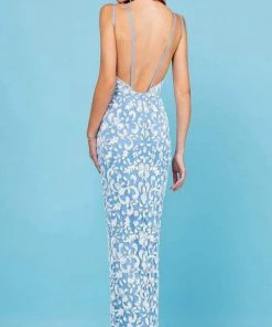 SCALA - 60261 Intricate Sequin Gown With Slit