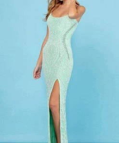SCALA - 60263 Scoop Beaded Sheath Gown