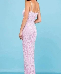 SCALA - 60263 Scoop Beaded Sheath Gown