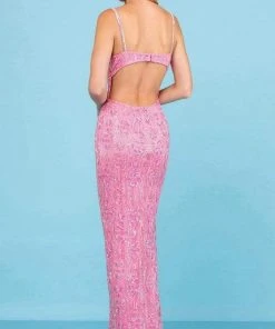 SCALA - 60286 Scoop Beaded Sheath Gown