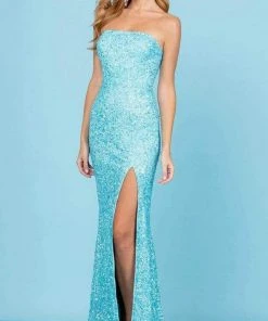 SCALA - 60291 Sequin Strapless Long Gown