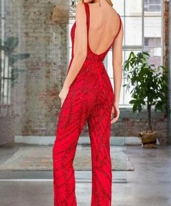 SCALA 60295 - V-Neck Beaded Jumpsuit