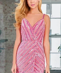 SCALA 60303 - Striped Embellished Cocktail Dress