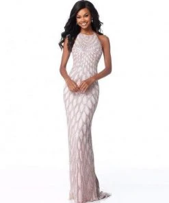 Sherri Hill - 50380 Embellished Halter Sheath Dress With Strappy Back