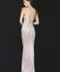 Sherri Hill - 50380 Embellished Halter Sheath Dress With Strappy Back