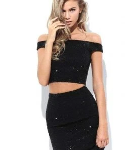 Sherri Hill - 50701 Two Piece Off-Shoulder Sheath Short Dress