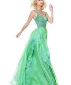 Sherri Hill - 50801 Plunging Bejeweled Bodice Long Dress